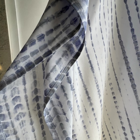 0129 / White purple Shibori Tie Dye Long Kaftan - Picture 7 of 12